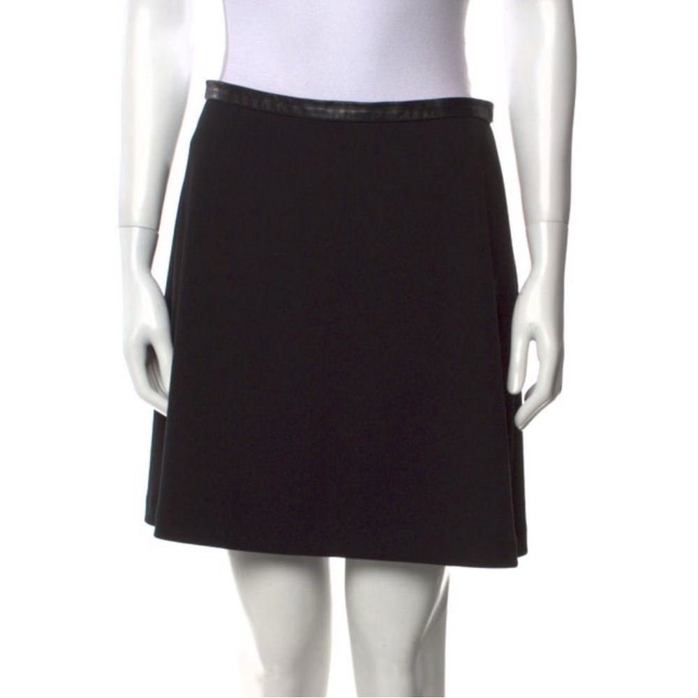 Sandro Black A-Line Skirt with Faux-Leather Waist Trim